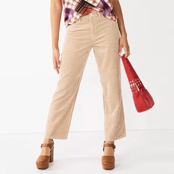 SO High Rise Straight Leg Brown Corduroy Ankle Pants 11/30 NWT - Picture 1 of 12